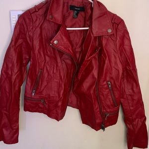 Faux leather jacket—Red